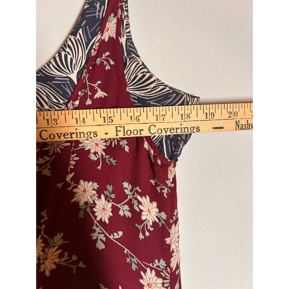 Cinq a Sept Burgundy Nathalia Floral Silk Asymmetrical Midi Dress 10 Mixed Print - Picture 11 of 12